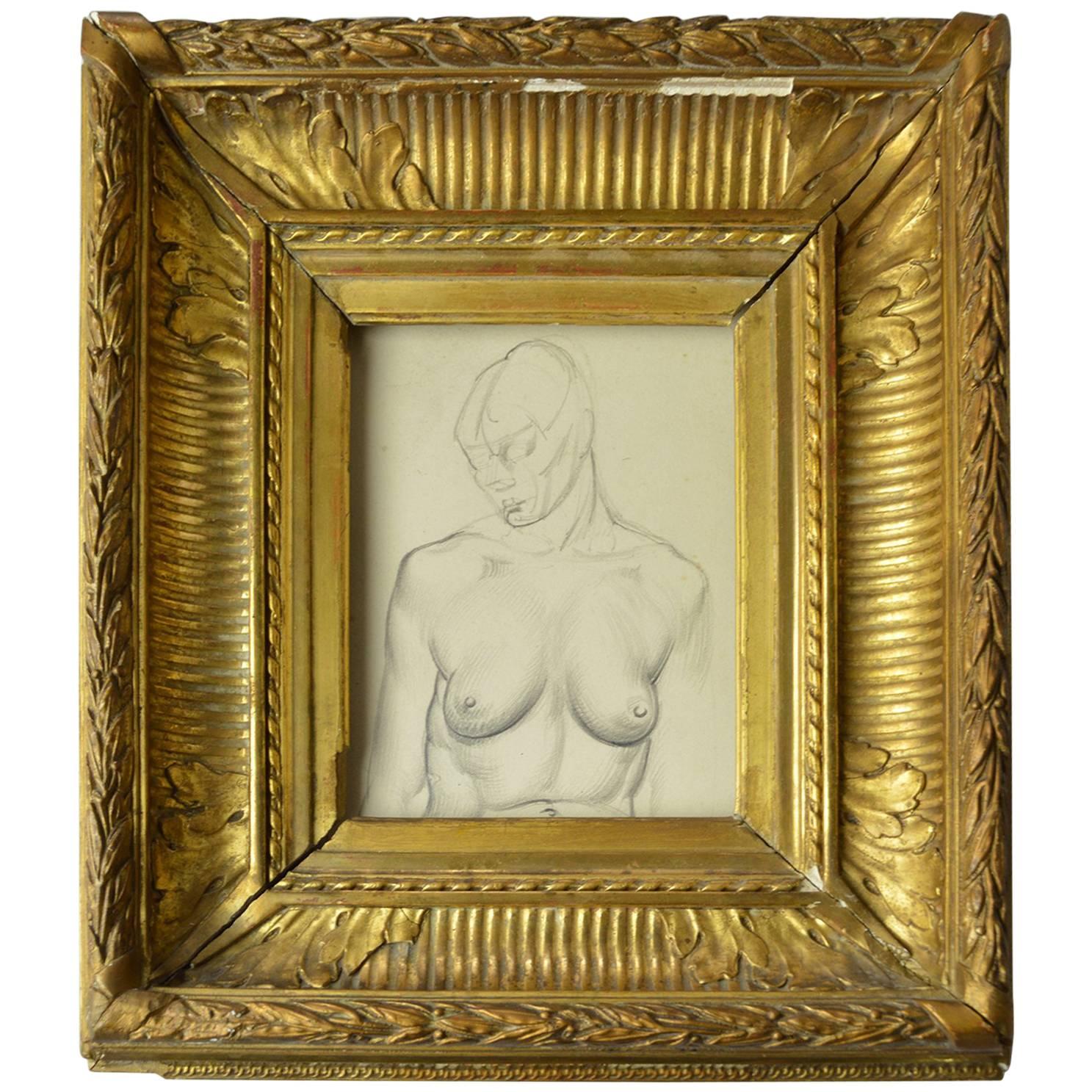 Drawing of a Female Nude Torso by Peter William Ibbetson, circa 1930