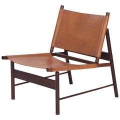 Rosewood and Cognac Leather Lounge Chair by Jorge Zalszupin, Brazil, 1955