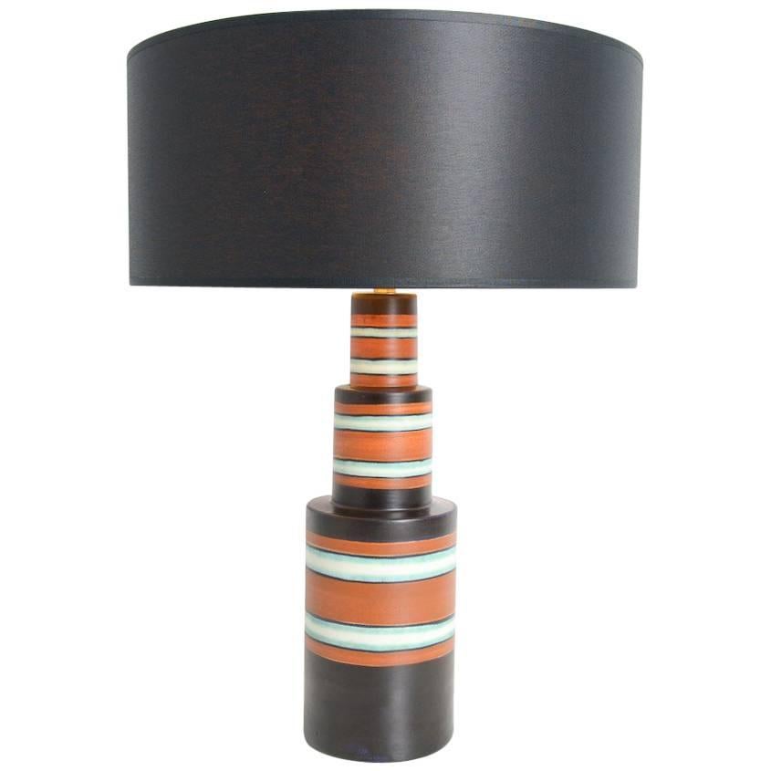 Art Deco Polychrome Earthenware Table Lamp for Boch Keramis