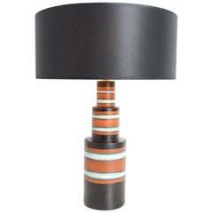 Art Deco Polychrome Earthenware Table Lamp for Boch Keramis