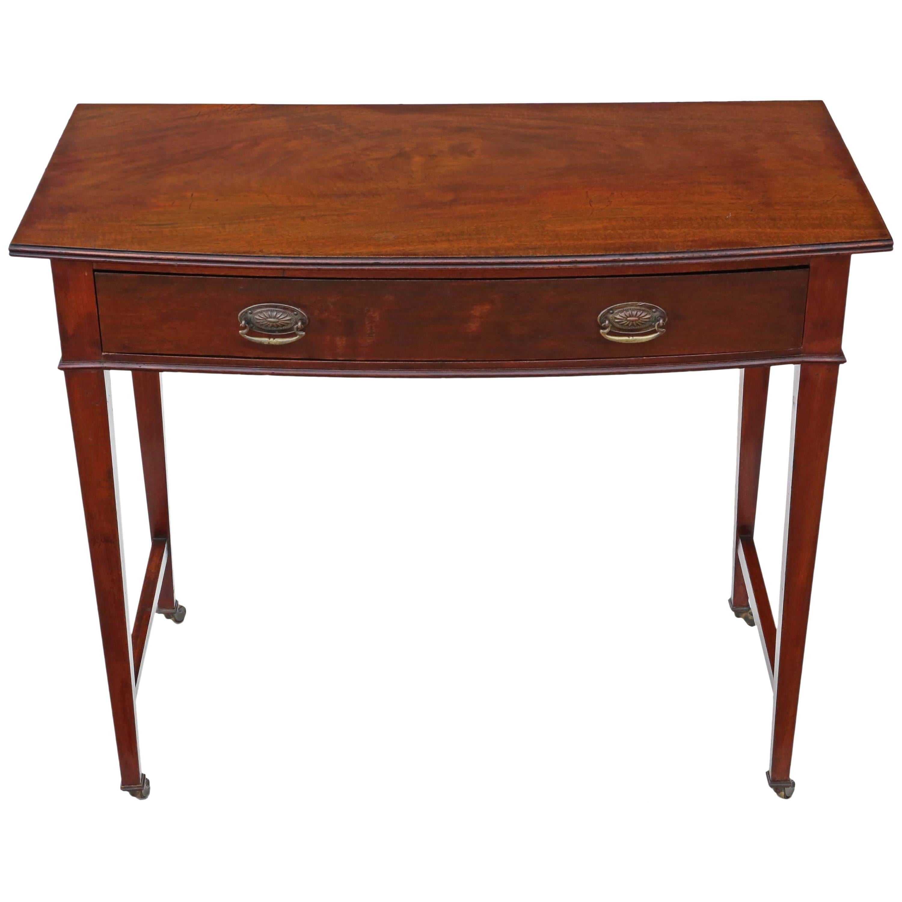 Antique Victorian circa 1900 Bow Front Mahogany Writing Table Desk Dressing For Sale