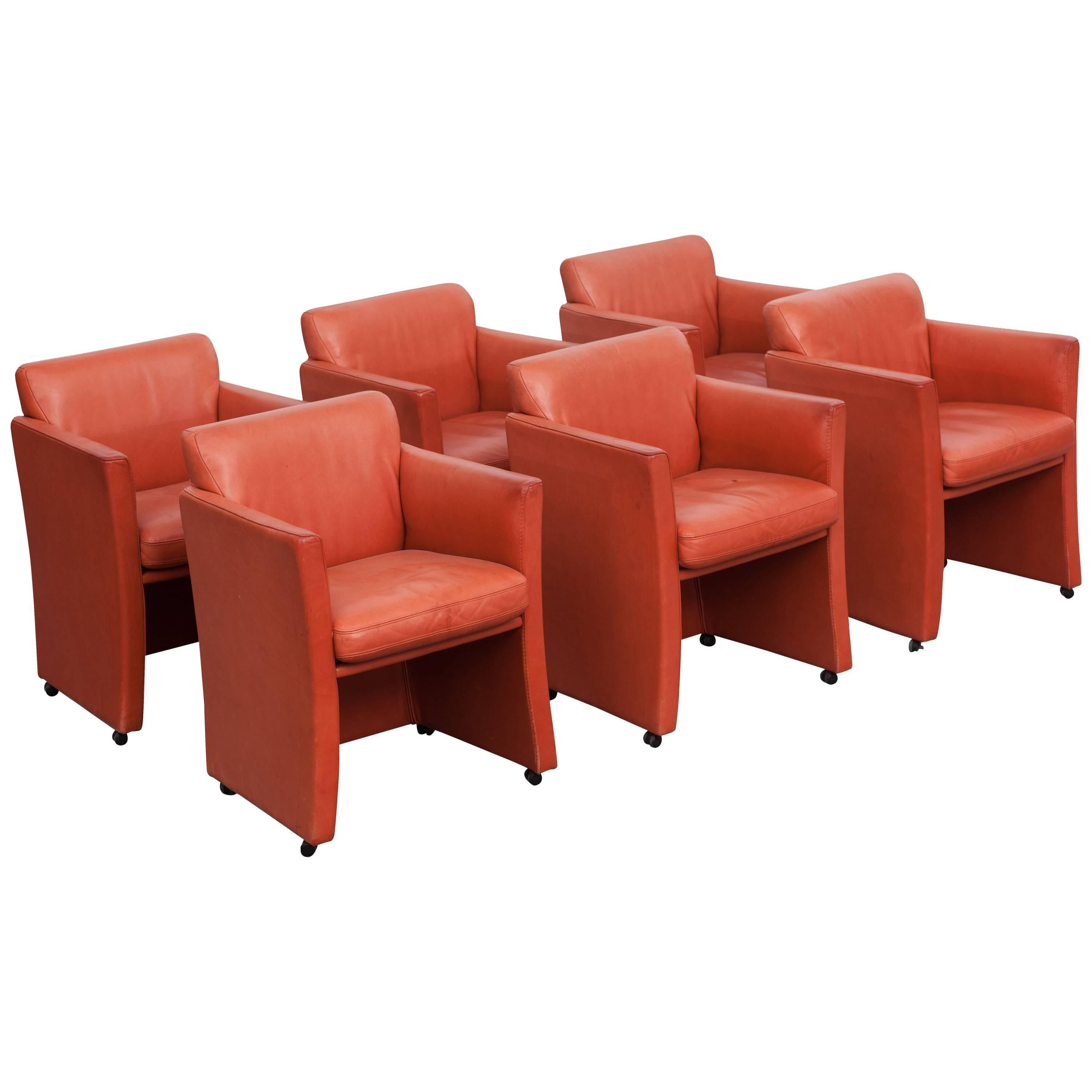 Durlet Red Leather Armchairs