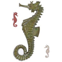 Vintage Set of Three Seahorse Ceramic Wall Sculptures by Amphora