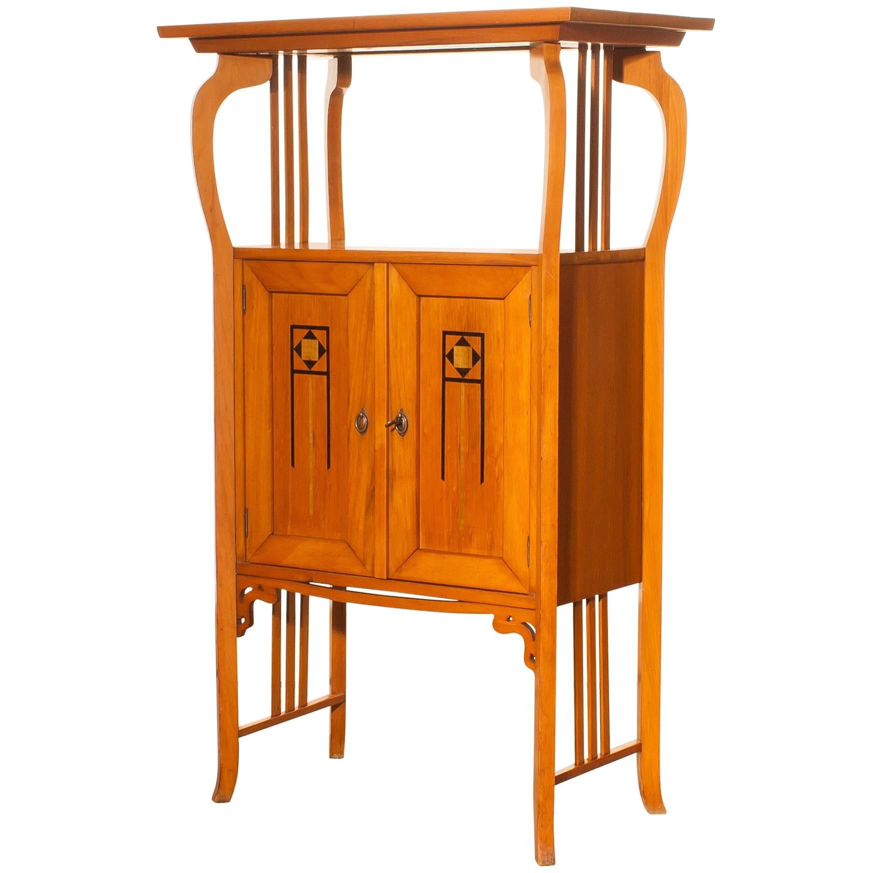 1920s, Elm Art Nouveau Cabinet
