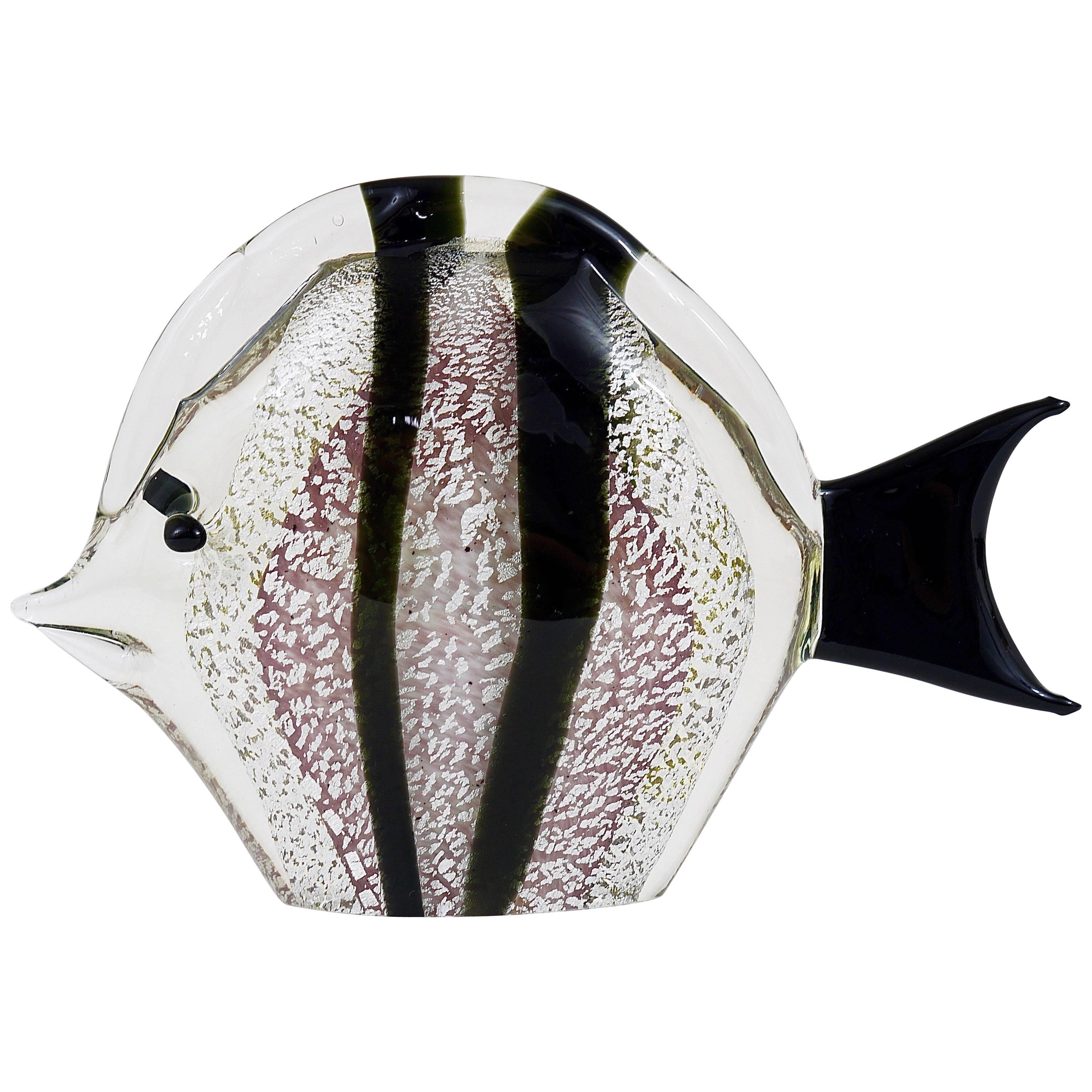 Signed Mario Badioli Handblown Murano Glass Fish Sculpture, Italy, 1970s