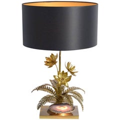 Brass Flower Table Lamp by Maison Jansen