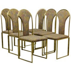 Set of Six Luxurious Brass Dining Chairs by Belgo Chrome, 1970s