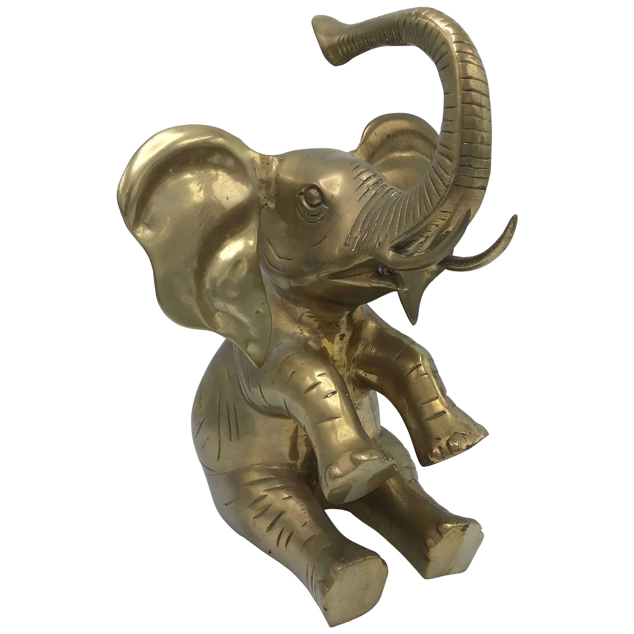 1960s Italian Brass Elephant Sculpture For Sale