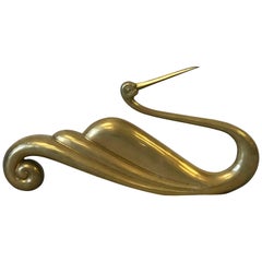 Vintage 1950s Italian Brass Ibis Swan Bird Sculpture