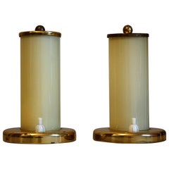 Bauhaus Art Deco Table Lamps Brass and Opal Glass, Germany, circa 1930s