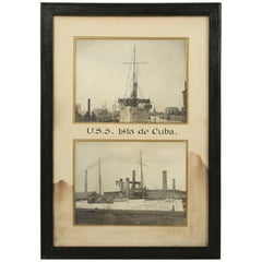 Antique Photograph of the U.S.S. Isla De Cuba Warship from Glenview Naval Air Station