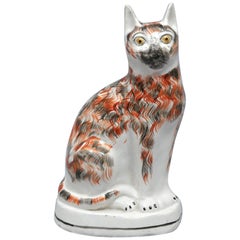 Antique Staffordshire Pottery Whimsical Cat, circa 1850