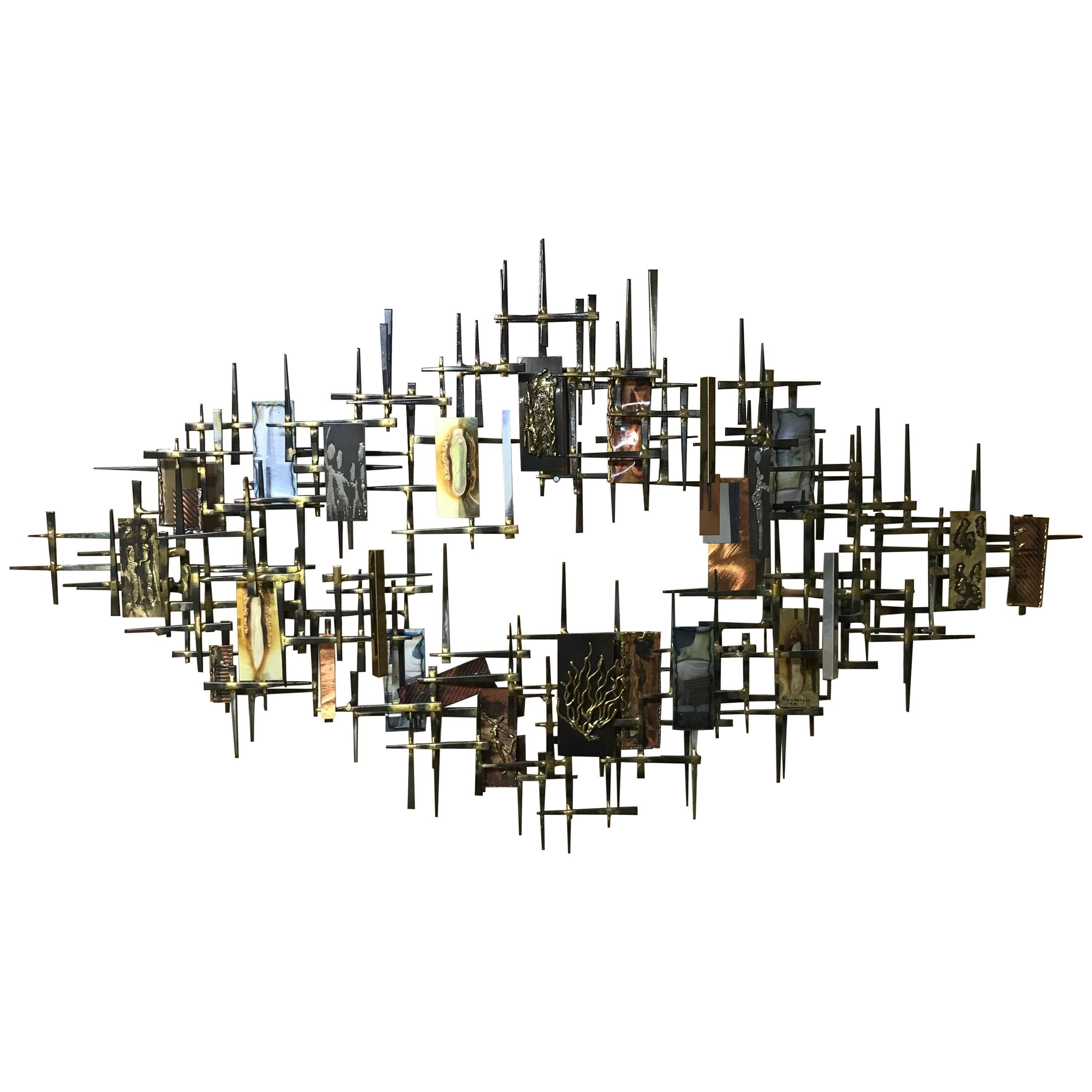 Brutalist Multi-Metal Wall Sculpture by R. H. Berger For Sale