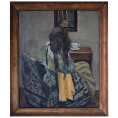 Interior with a Young Girl in Front of a Mirror by Carl Fischer, circa 1920