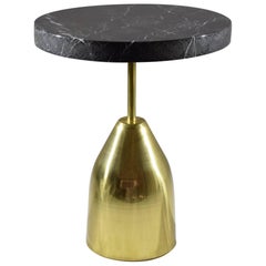 Stone-B Contemporary Handcrafted Brass Side Table, Flow Collection