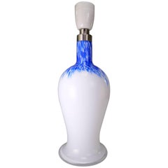 Royal Copenhagen Holmegaard Blue White Opaline Glass Lamp by Michael Bang, 1990