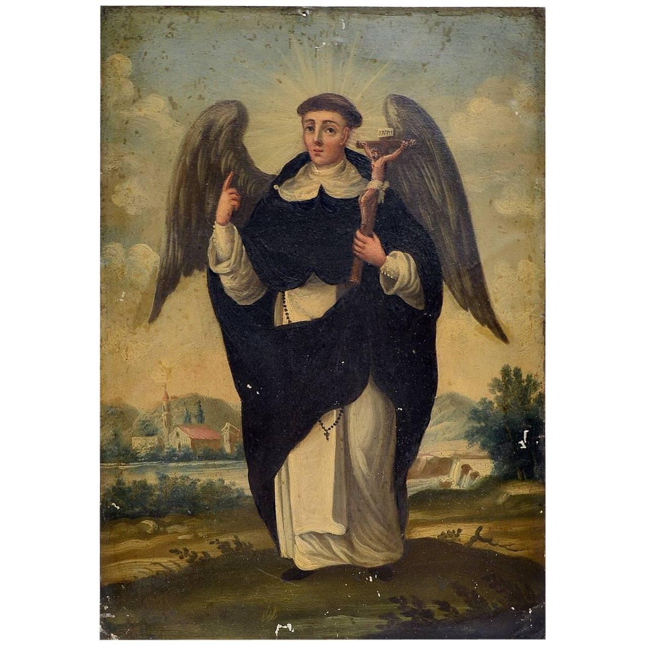 "Saint Ferrer", Oil on Tin For Sale