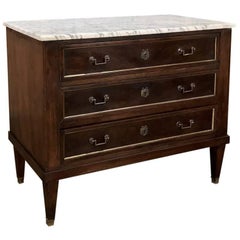 19th Century French Directoire Mahogany Marble Top Commode