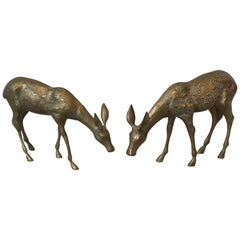 1960s Brass Deer Sculptures, Pair
