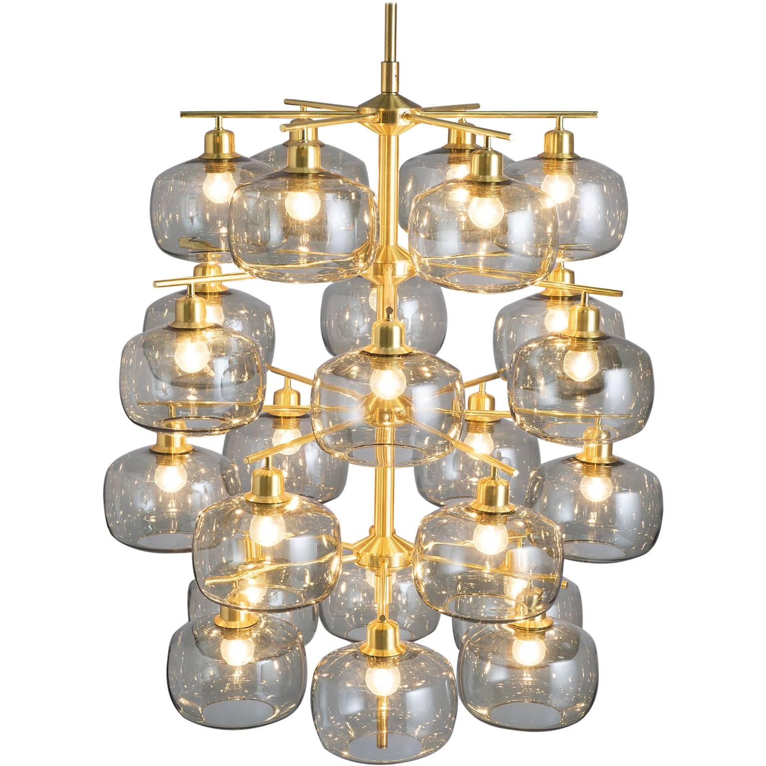 Eight Large Swedish Chandeliers by Holger Johansson, 1952