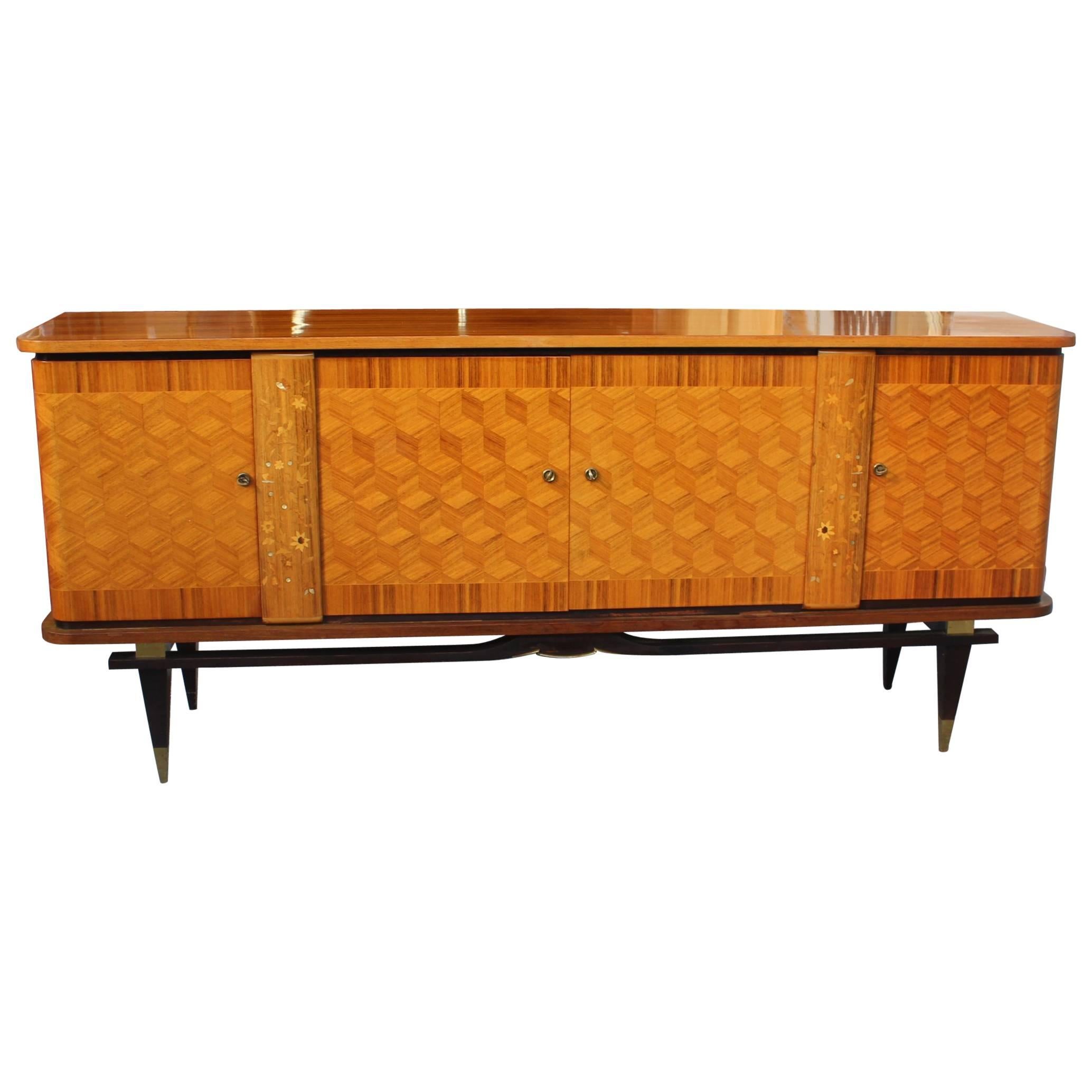 French Art Deco Macassar Sideboard or Buffet by Jules Leleu Style