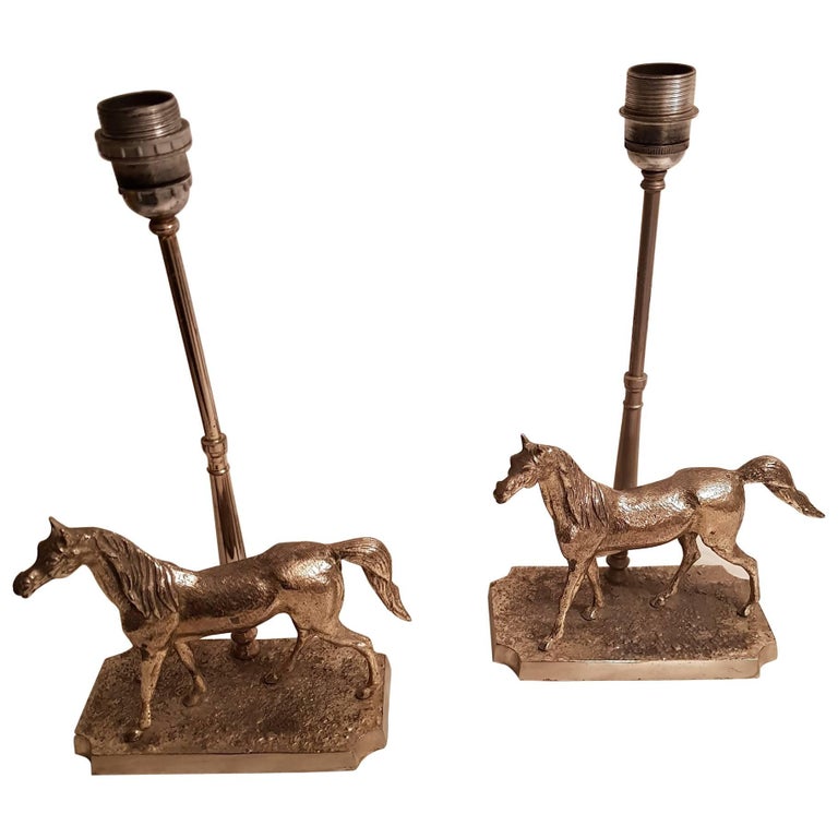 Silver Plated Horse Table Lamps For Sale at 1stdibs