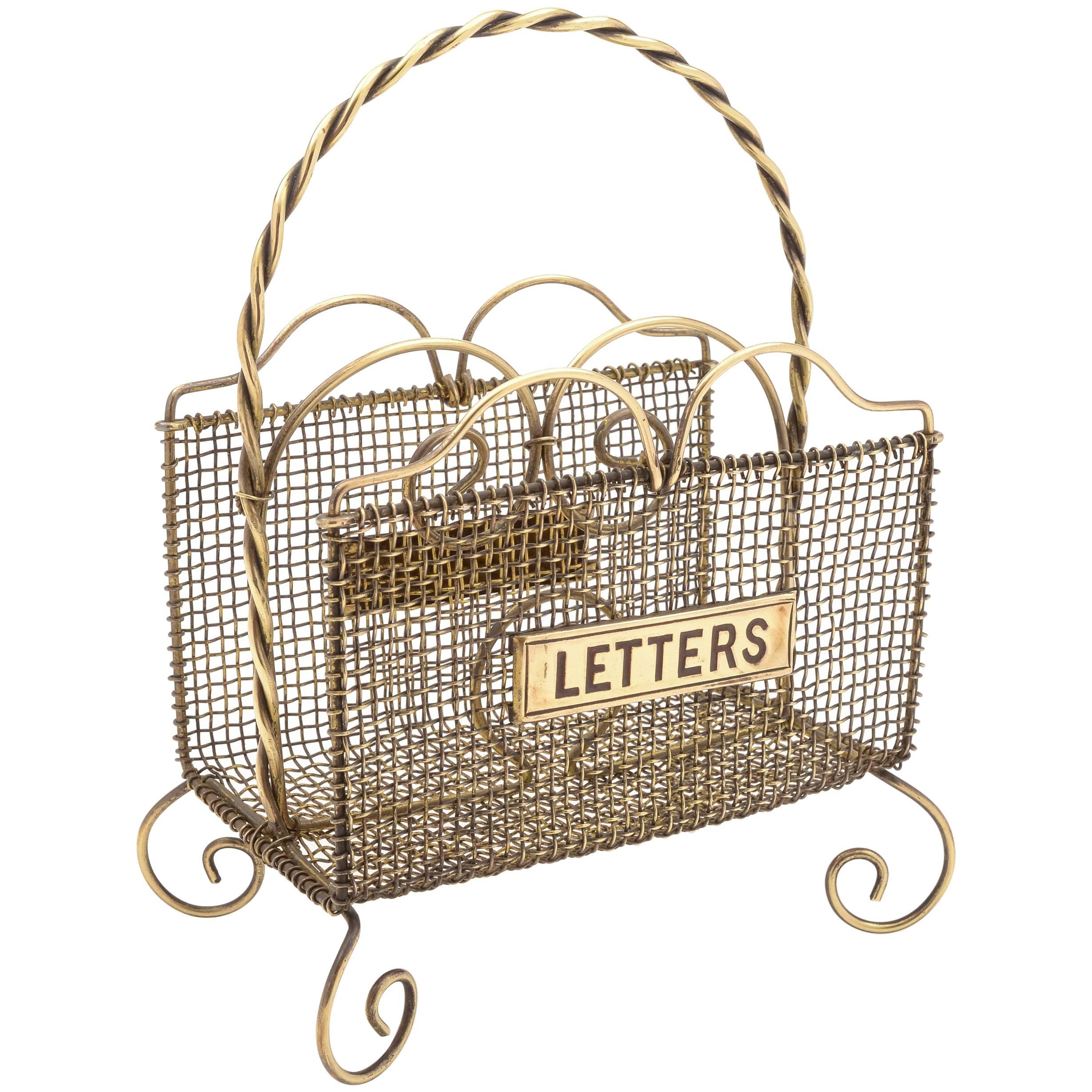 Victorian Brass Wire Work Letter Rack, circa 1890 For Sale