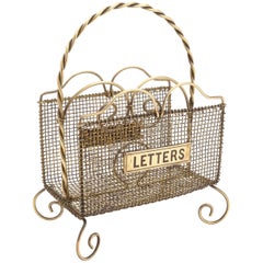 Antique Victorian Brass Wire Work Letter Rack, circa 1890