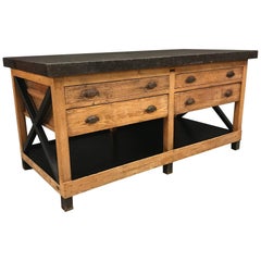 Antique Belgian Lithographers Workbench from Brussels