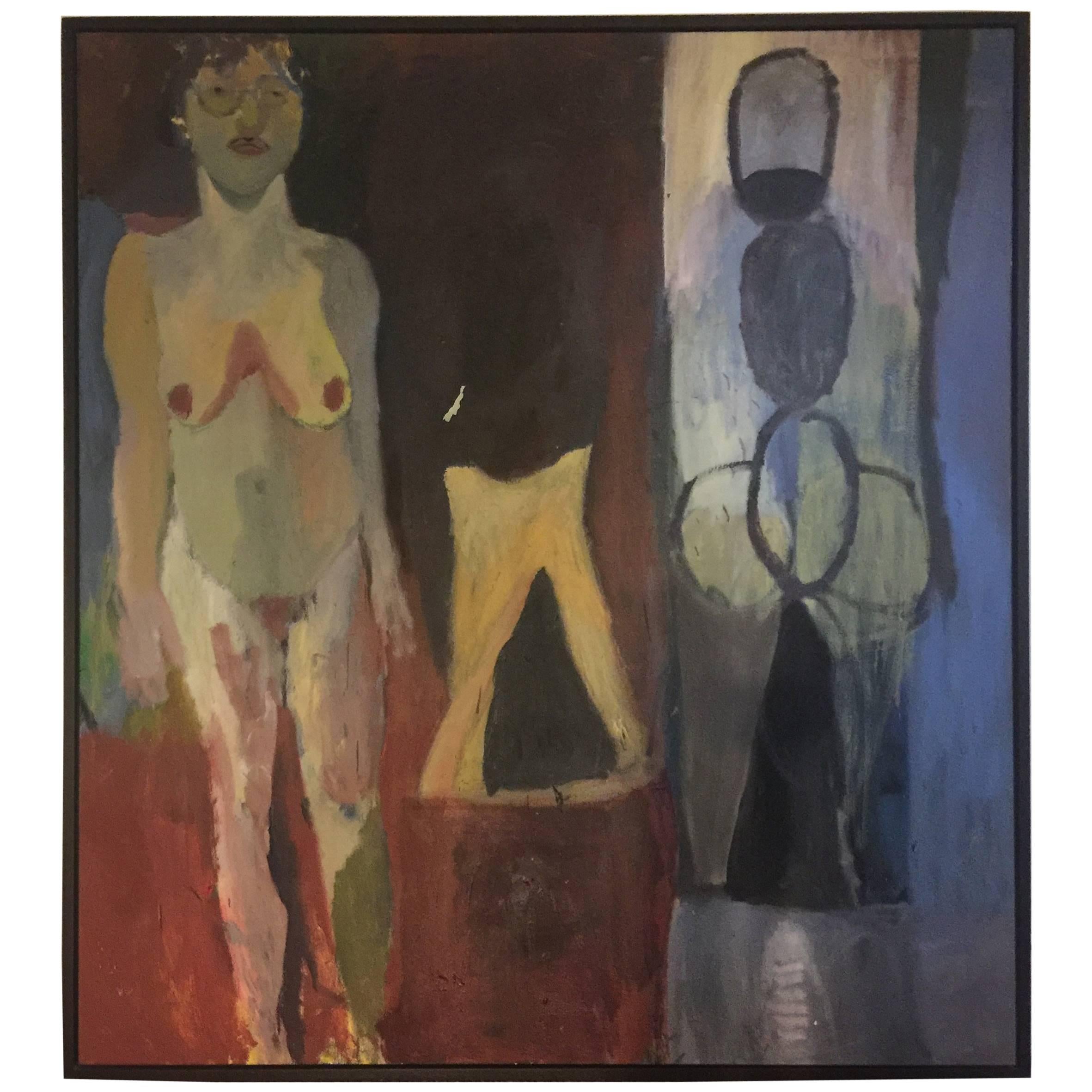 Large Modern Abstract Painting Of Nude Figures For Sale
