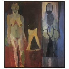 Large Modern Abstract Painting Of Nude Figures