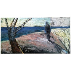 1980s East Village Art Scene Oil on Board, Signed Kim Keever, 1985