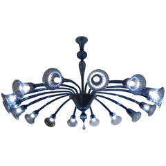 Original Venini Chandelier with Light blue Blown Glass, 1920