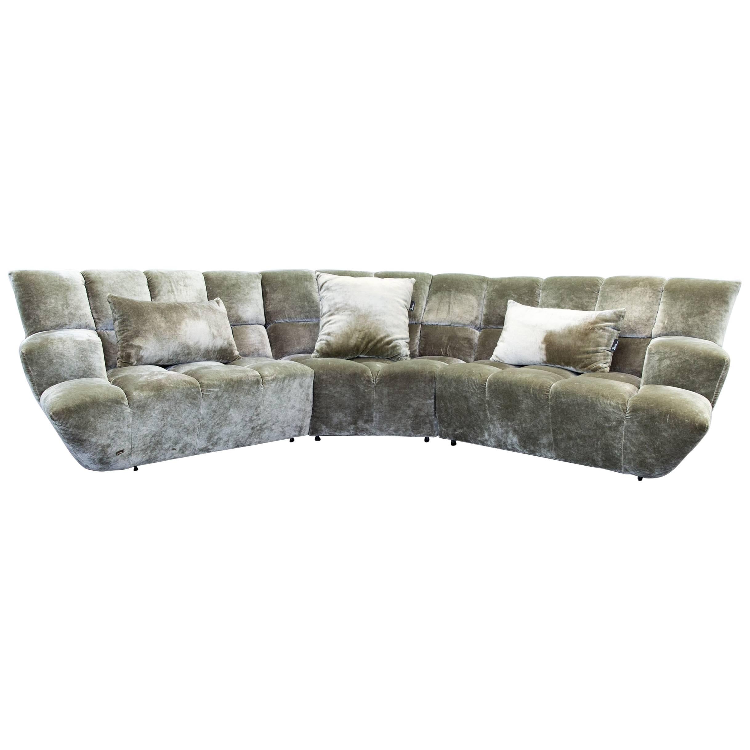 Bretz Cloud 7 Designer Cornersofa Silver Green Fabric Couch Modern
