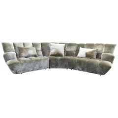 Bretz Cloud 7 Designer Cornersofa Silver Green Fabric Couch Modern