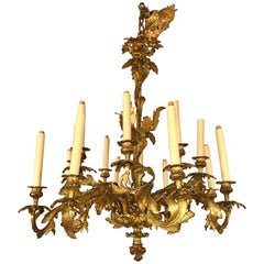 Belle Epoque French Late 19th Century Cast Bronze Chandelier