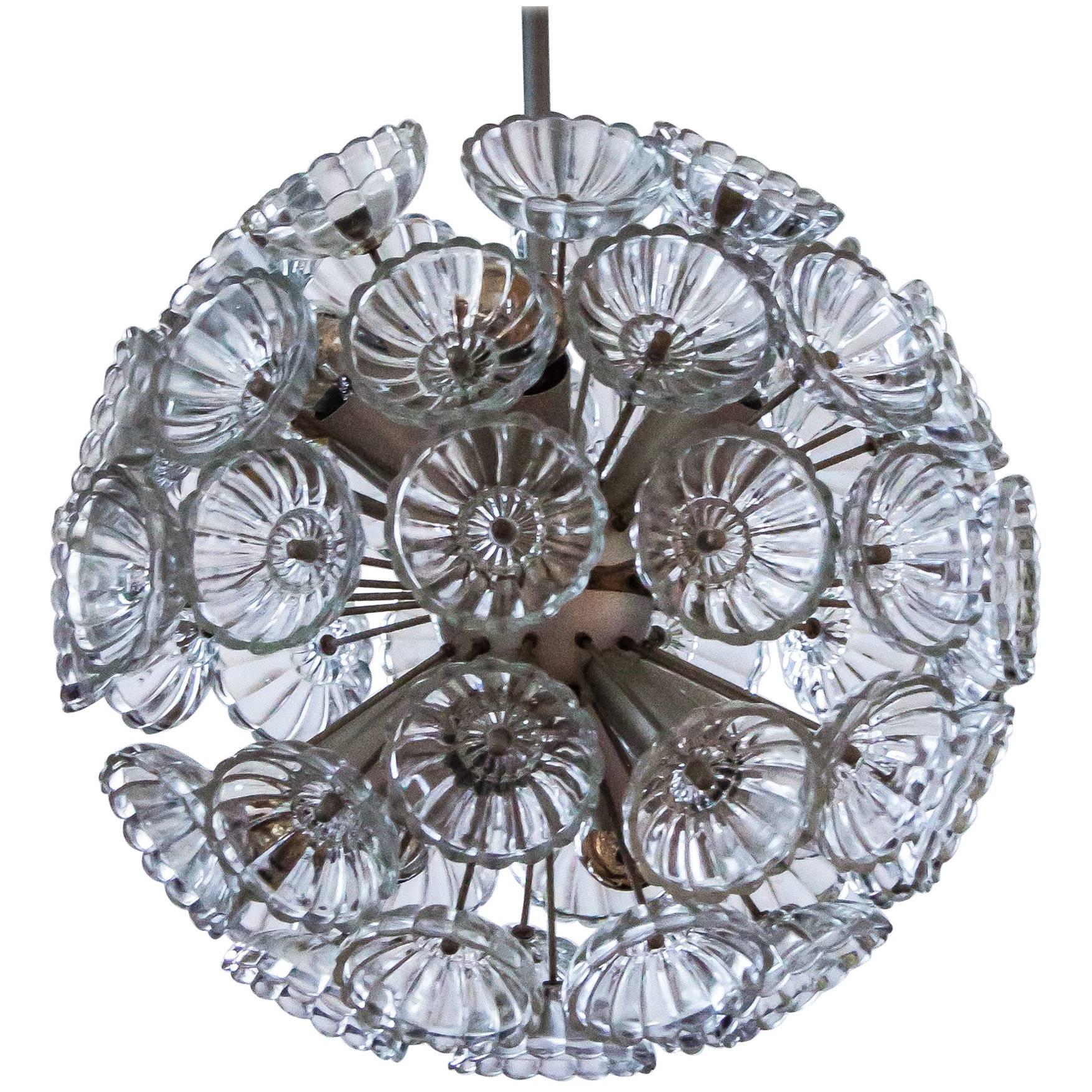 Modern Glass Flower Starburst Silver Dandelion, 1960s, Germany