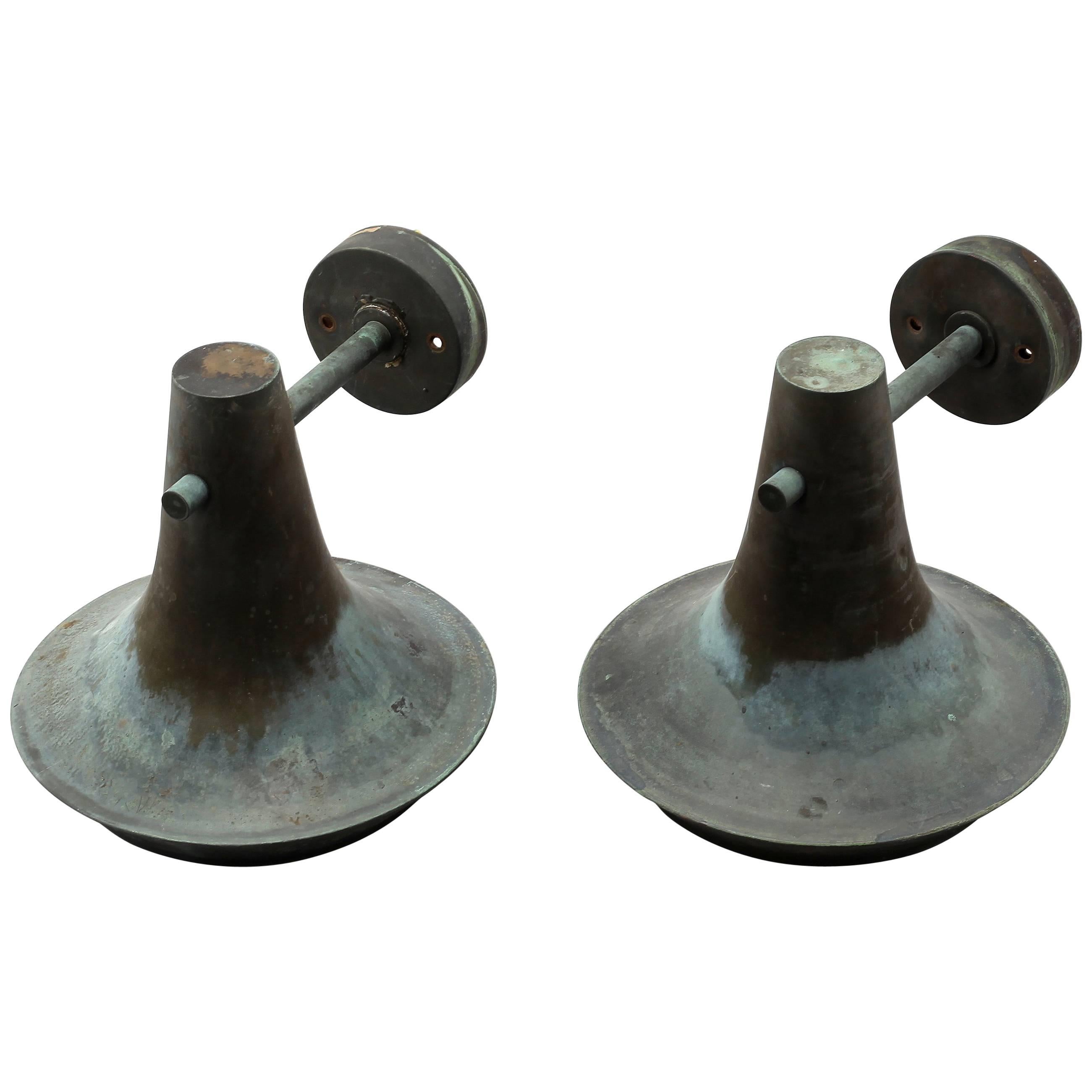 Rare Hans-Agne Jakobsson Outdoor Wall Lamps in Copper