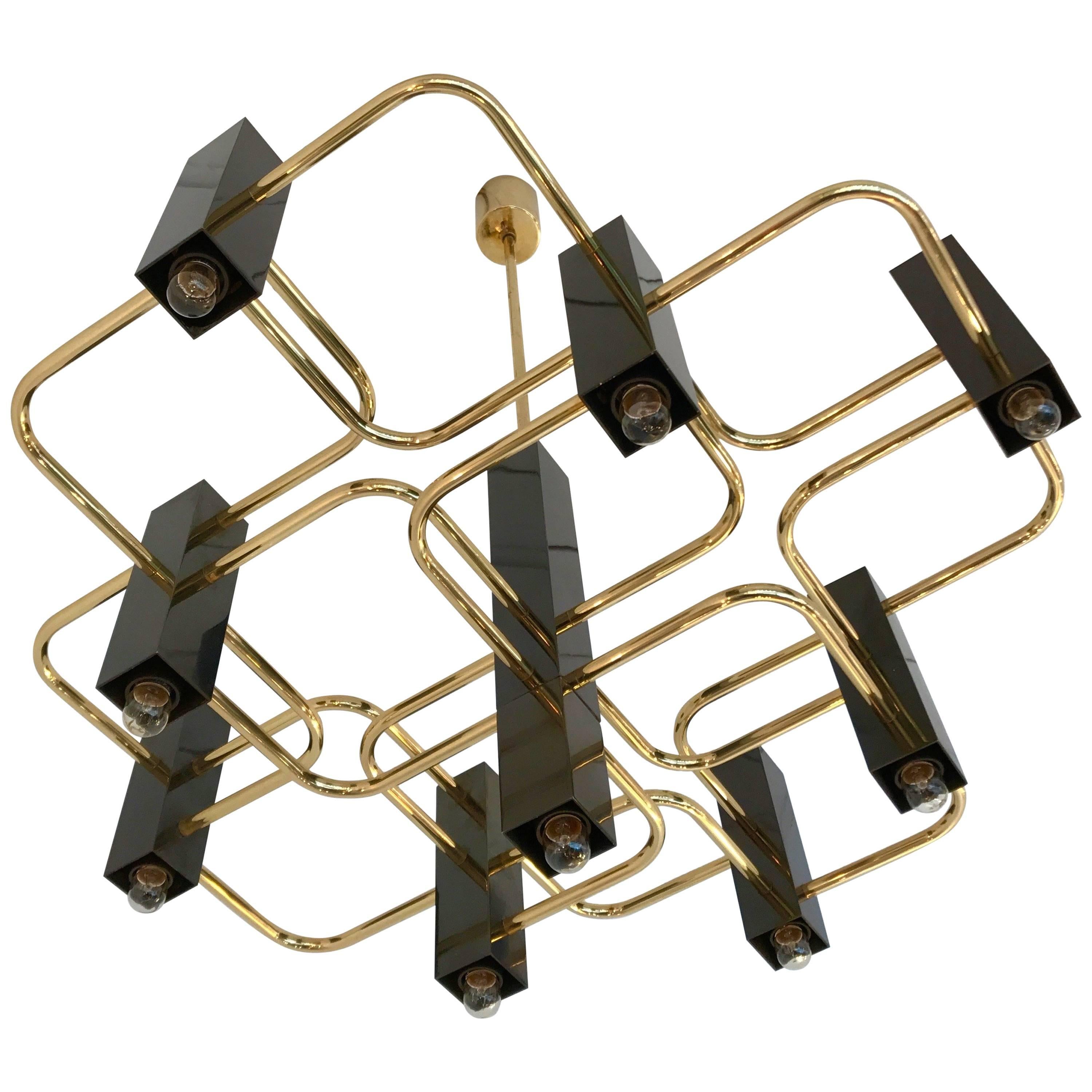 Chandelier Brass by Sciolari, 1970s, Italy