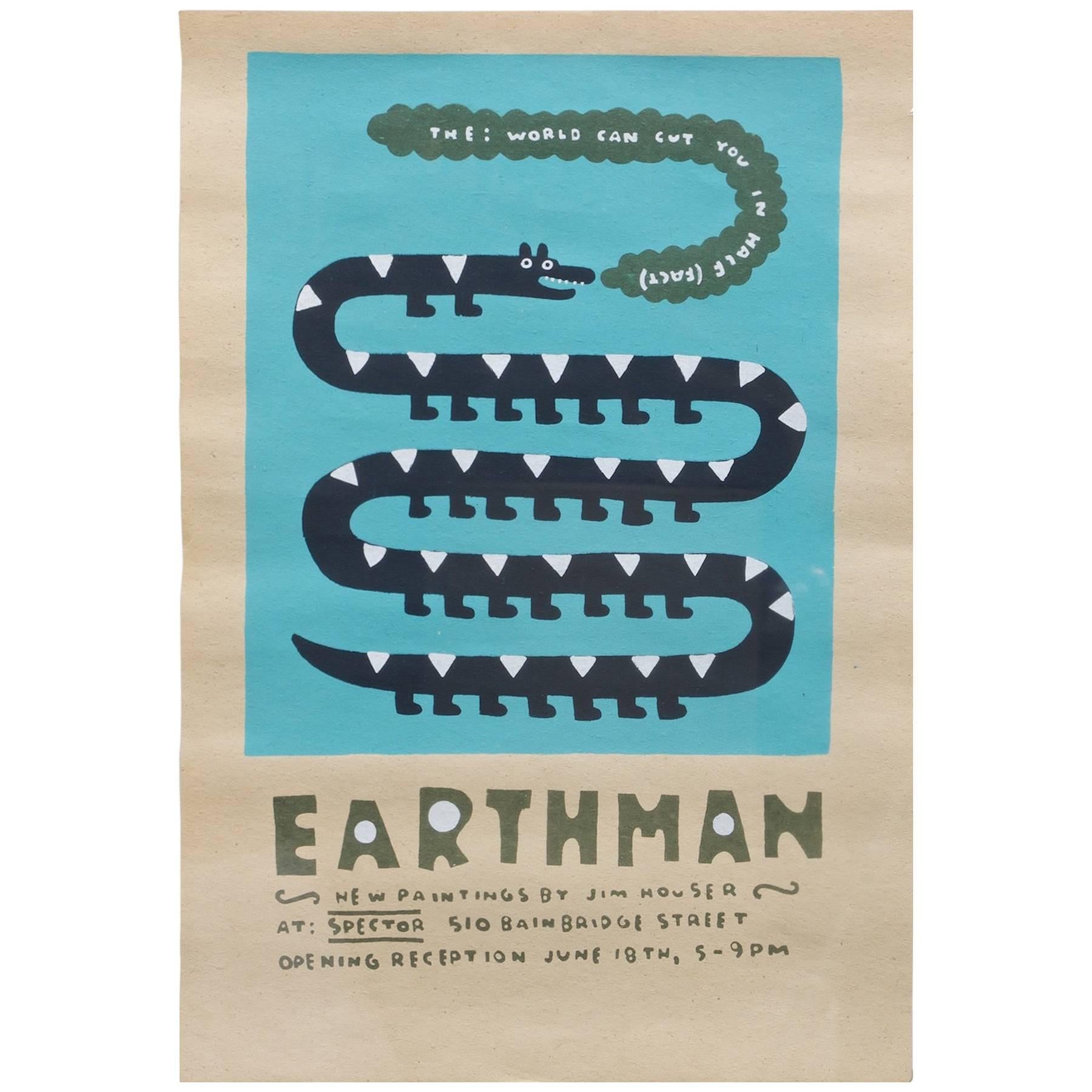 Jim Houser Earthman Silkscreen Spector Gallery Artwork Philly Margaret Kilgallen For Sale