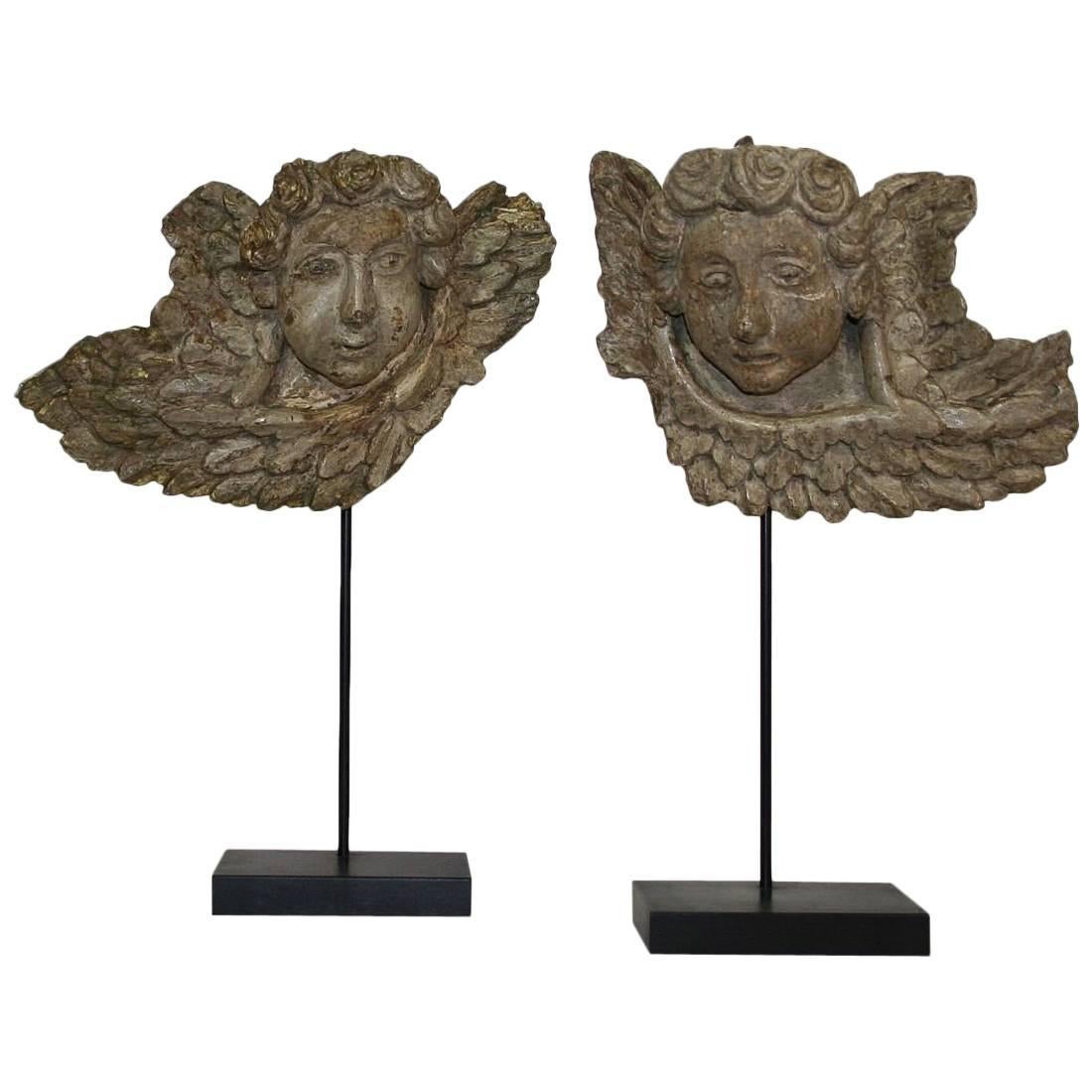 Couple of French, 18th Century Baroque Angel Heads