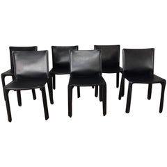 Mario Bellini Leather Cab Dining Chairs for Cassina
