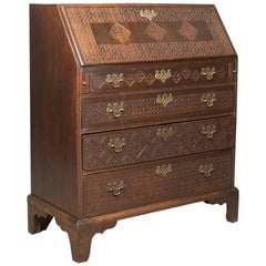 Georgian Antique Bureau, English Oak Writing Desk, circa 1800