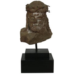 Primitive French Carved Stone Head of Christ