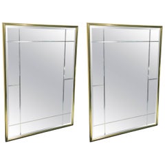 Pair of Brass Mirrors in Die Etched Style
