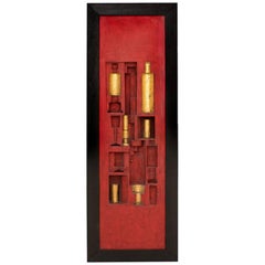 Italian Midcentury Red Lacquered Wooden Wall Panel by Victor Cerrato, 1960s