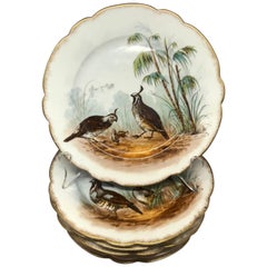 Set of Six Hand-Painted Limoges Game Bird Plates