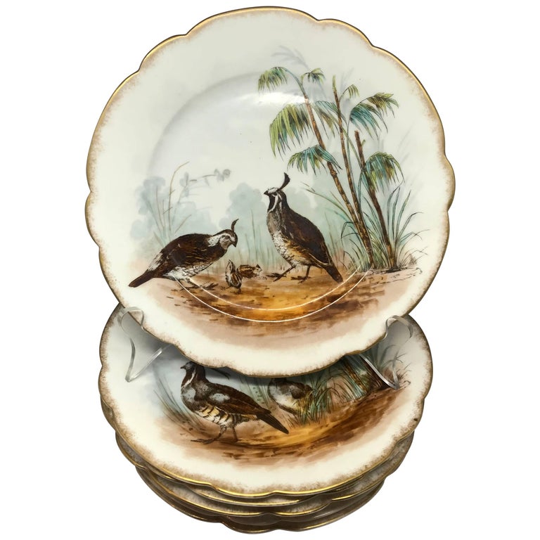 Limoges Game Plate Hand Painted Bird Cabinet Plate-French Artist Limoges France Artist Signed Bird Plate