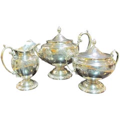 1930s Sterling Silver Three-Piece Tea Service by Towle Silversmiths