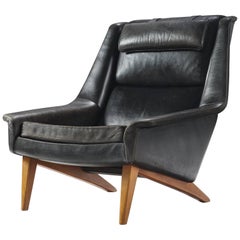 Folke Ohlsson Original Black Leather Lounge Chair for Fritz Hansen
